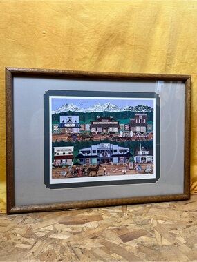Jennifer Lake Miller Framed Sisters Oregon Western Town Folk Art